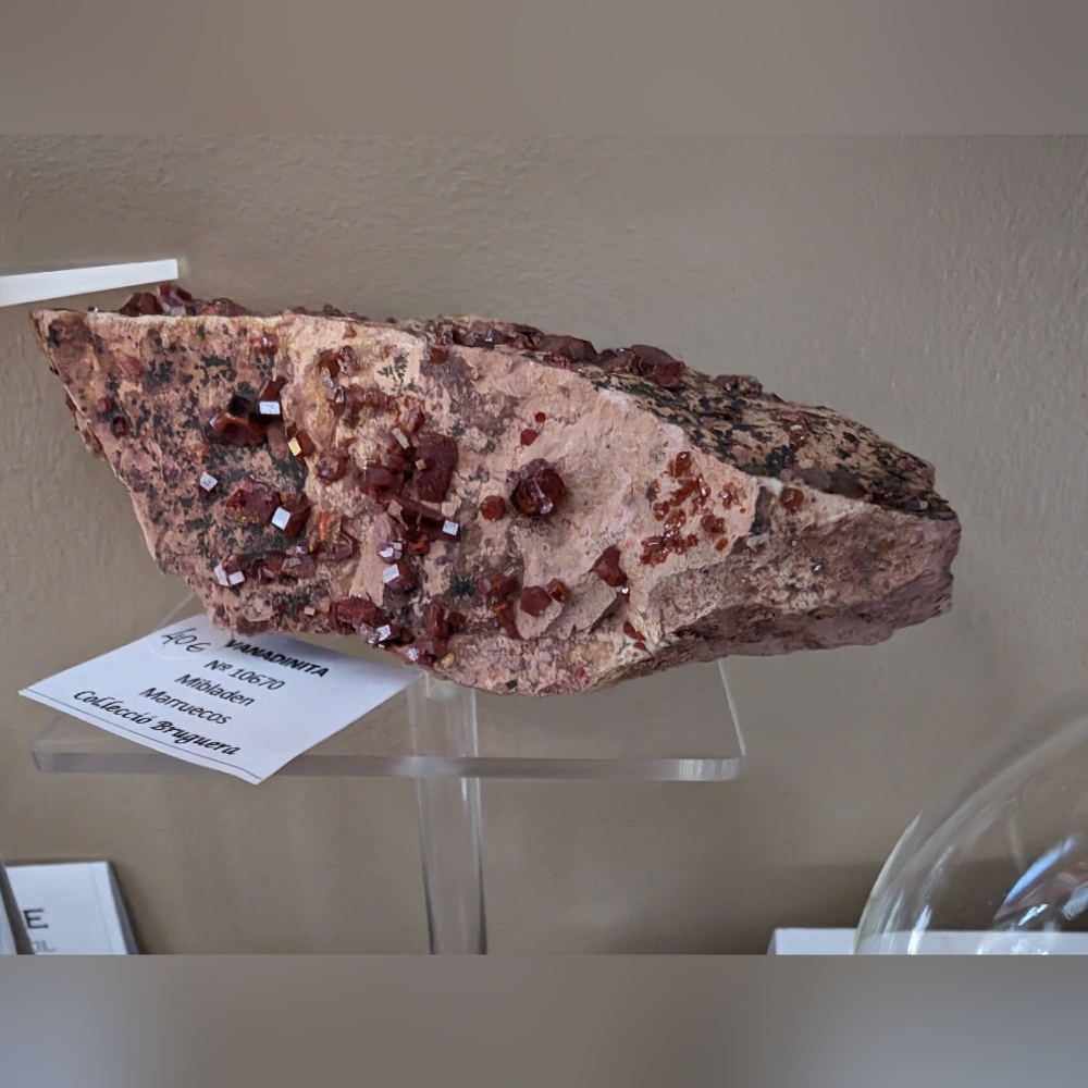 Vanadinite Crystal on Stone Matrix